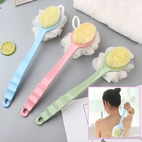 Arcreactor Zone 2 IN 1 loofah with handle, Bath Brush, back scrubber, Bath Brush with Soft Comfortable Bristles And Loofah with handle, Double Sided Bath Brush Scrubber for bathing(Pack of 2)